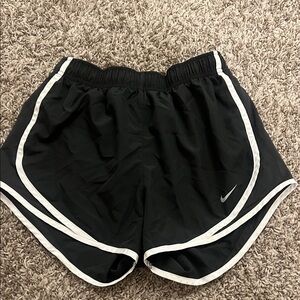 Nike Women's Dark Grey and White Athletic Shorts